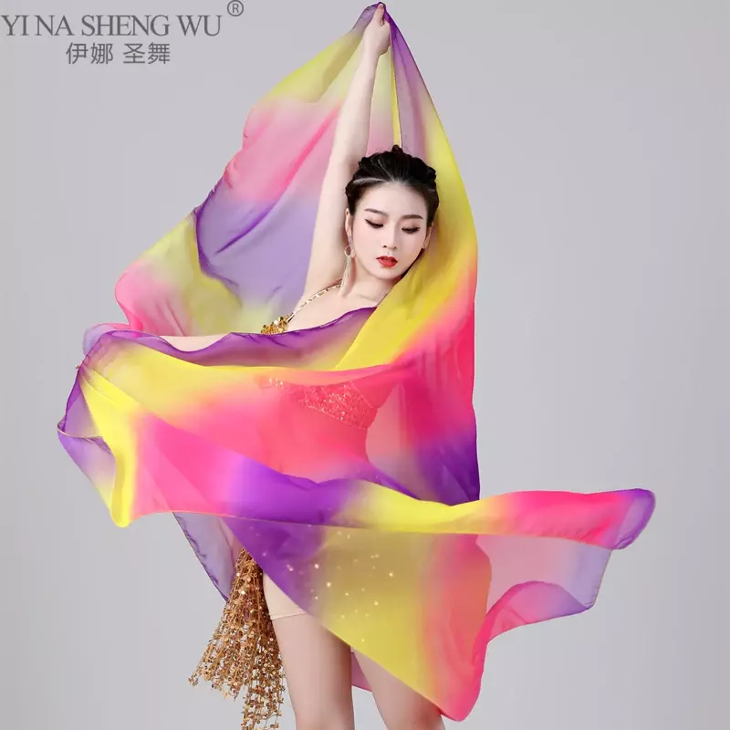 Novelty Gradient Veil Shawl Face shawl wrap Scarf Women Dance Belly Bollywood Costume Chiffon Belly Dancing Performance Props
