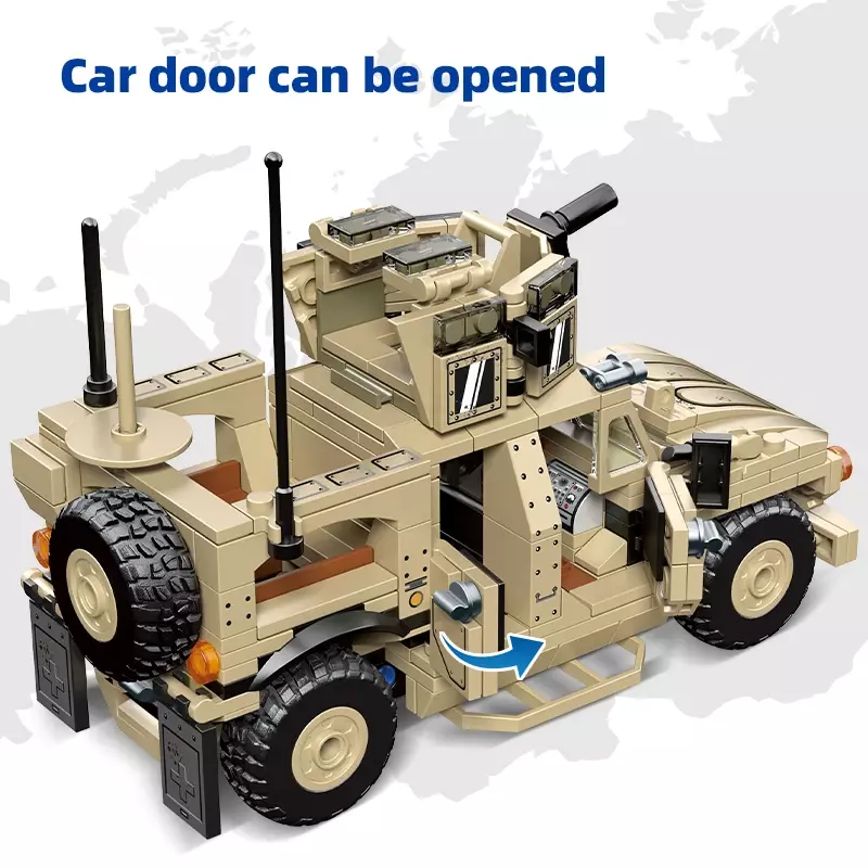 418PCS Militar Fighting Vehicle WW2 Model Building Blocks Exército Militar Arma Veículo Figuras Tijolos Brinquedos para Crianças Presentes