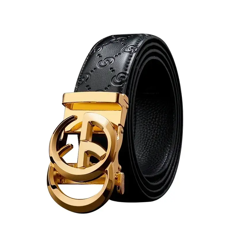 luxury  Genuine Men's Business Genuine Leather Belt Automatic Buckle Pant Belt Business Versatile Fashion Designer Pant Belts