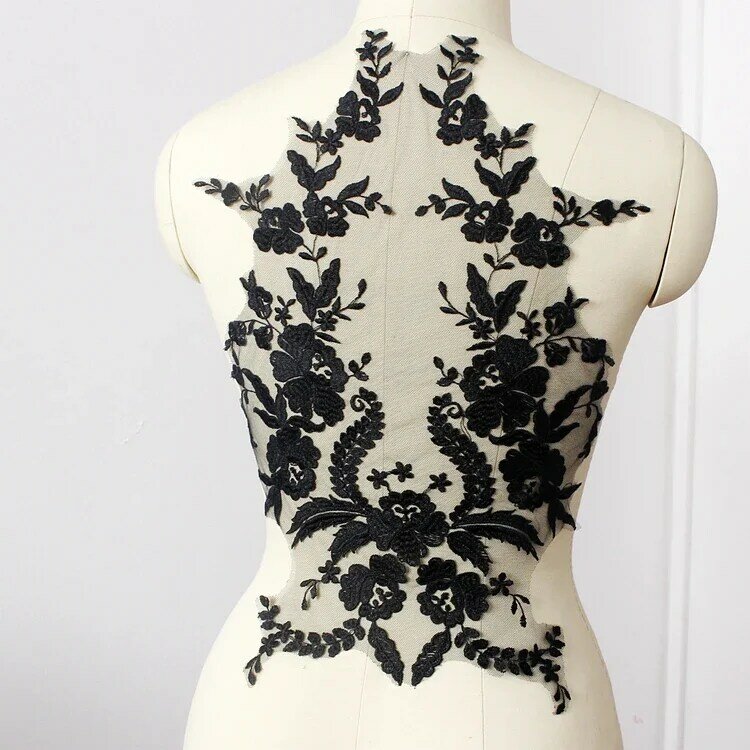 Tecido de renda francesa preto marfim branco algodão bordado aplique de alta qualidade vestido de casamento acessórios artesanais diy rs
