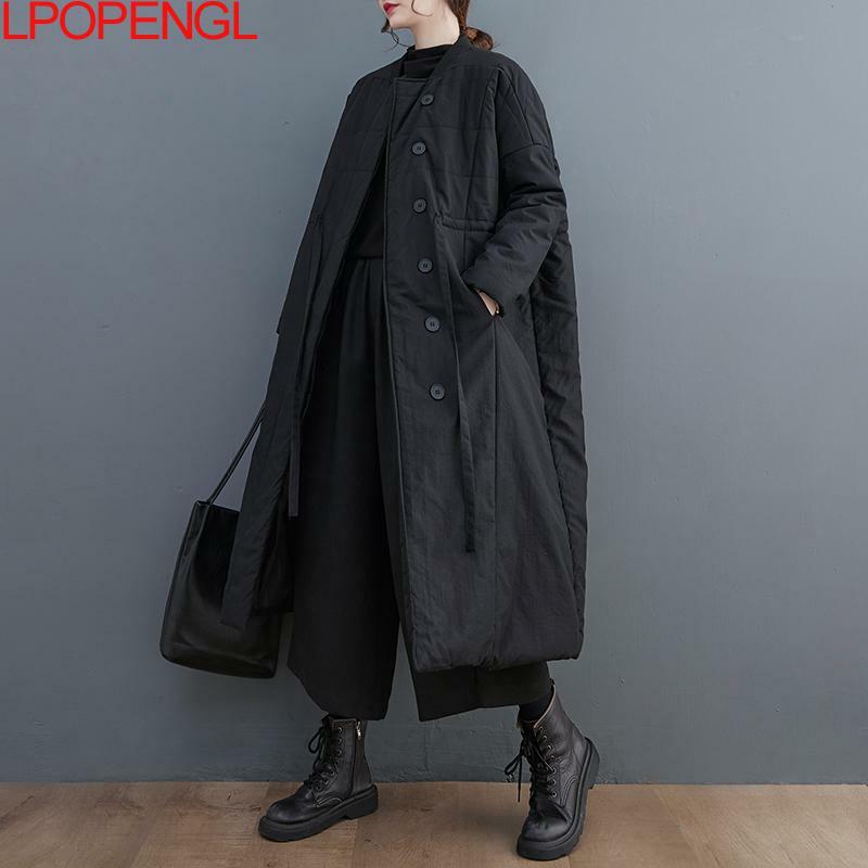 Women's New Solid Color Long Sleeve Tighten Your Waist Coat Drawstring Warm Mid-length Thick Streetwear Single Breasted Jacket