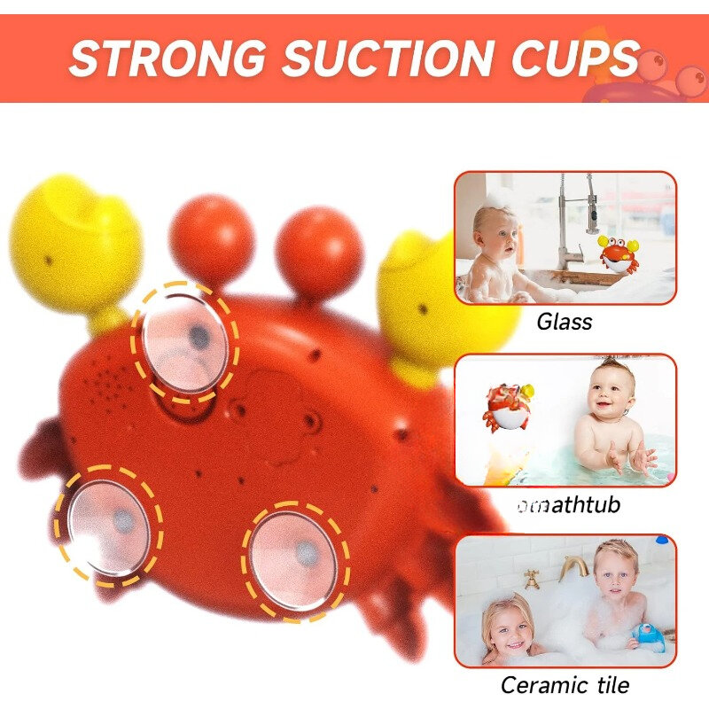 Máquina de burbujas con música de rana de cangrejo para niños, jabón de bañera automático, juguete para Baby Shower