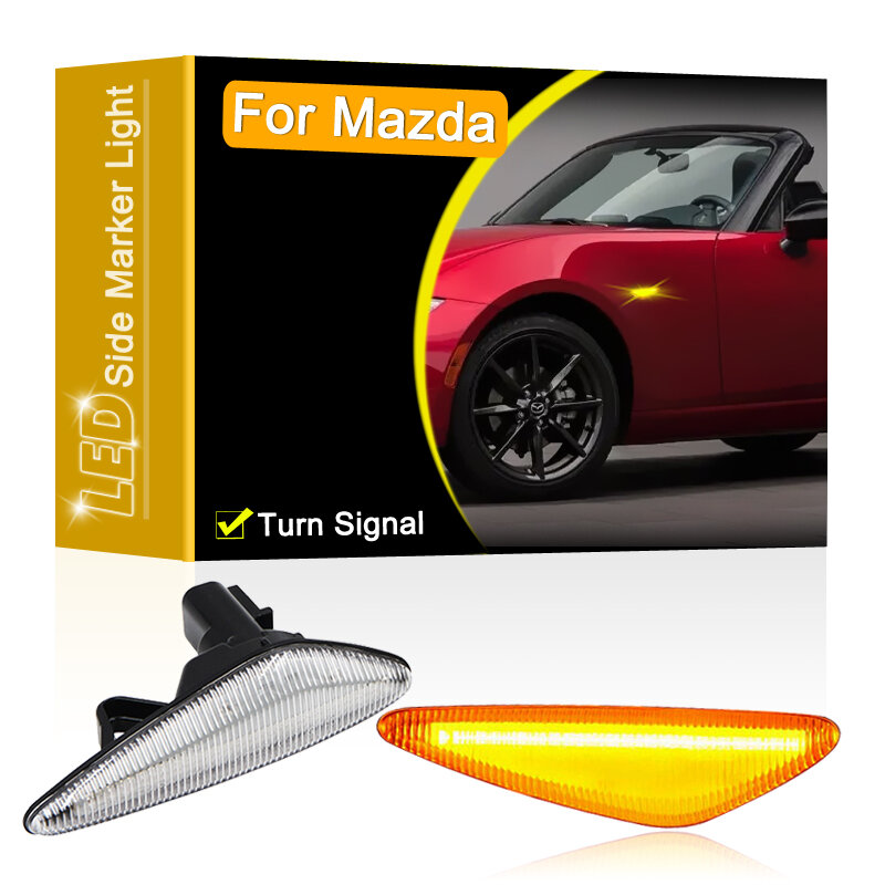 Feu de position latéral LED à lentille transparente 12V, assemblage de clignotant pour Mazda 6 Atenza Mazda 5 MX-5 RX-8