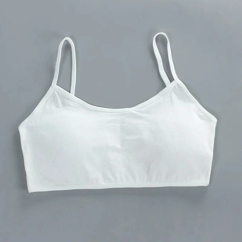 Girls Cotton Bra Solid Breathable Teenager Bras Children's Breast Care Underwear Sweat Absorbent Soft Non-Ring Bra 8-18Y