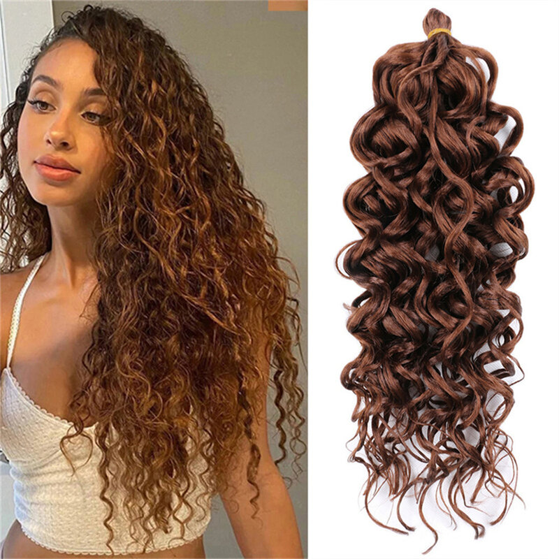 24 Inch Loose Curl Crochet Hair Hawaii Ombre Ocean Wave Synthetic Crochet Braid Hair Twist Fluffy Nature Extensions for Women