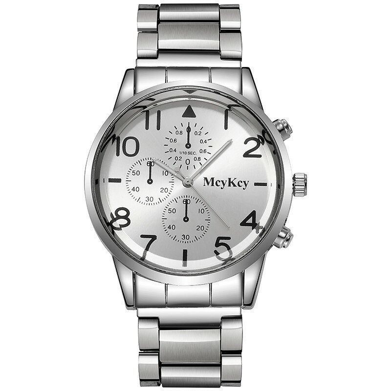 Modegeschäft Herren Quarzuhr einzigartige runde Zifferblatt Armbanduhr Edelstahl Band Uhr für Männer Relogio