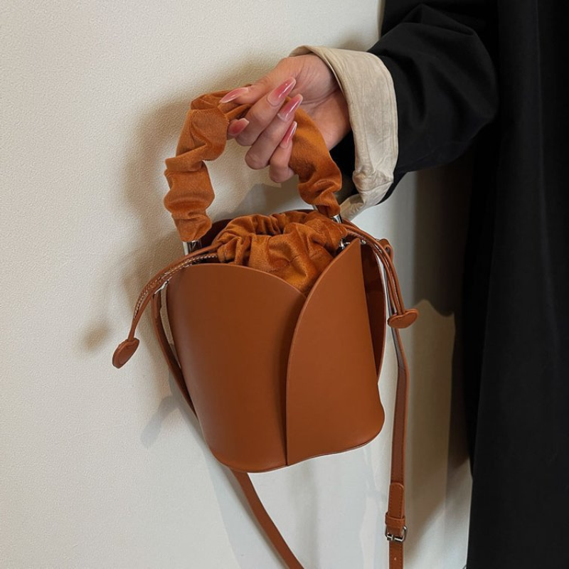 Bolsa Crossbody feminina de um ombro, elegante Bucket Petal Bag, bolsa requintada Messenger Bag de alta qualidade, bolsa de luxo versátil