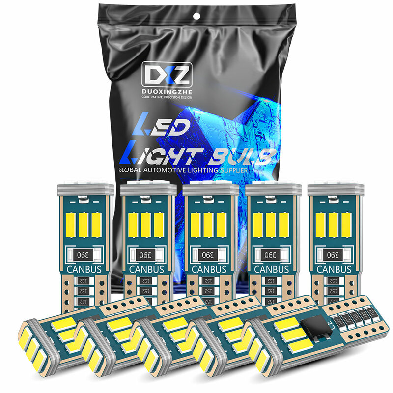 DXZ-bombillas LED Canbus 9-SMD para Interior de coche, lámpara de señal de estacionamiento para matrícula, color blanco, 10 piezas, W5W, T10, 12V, 6000K, 194, 168