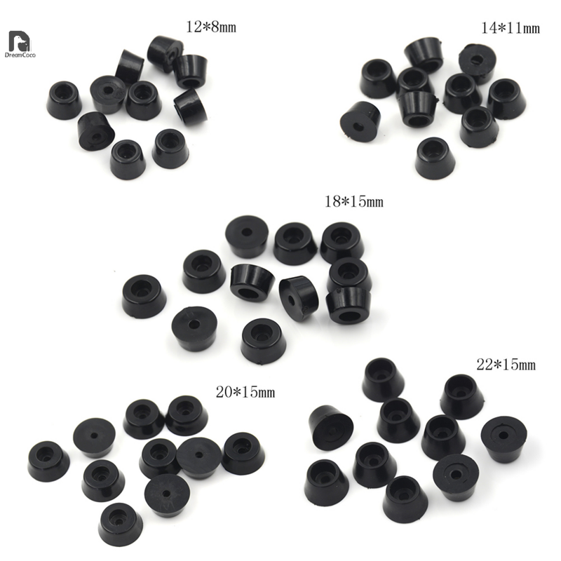10Pcs Black Rubber Round Cabinet Instrument Case Feet Foot Circular Bumpers Pads