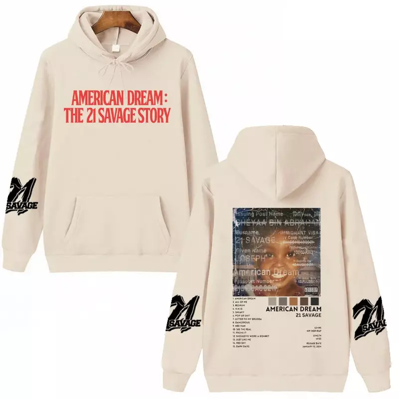 21 dzika historia amerykański sen 2024 bluza z kapturem mężczyzna kobieta Harajuku Hip Hop pulowerowe topy bluza