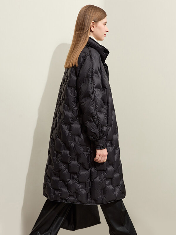 AMII minimalistyczne 2023 zimowe nowe damskie puchowe płaszcze ciepłe stojące z luźnym raglanowym rękawem damskie długie kurtki damskie 12324010