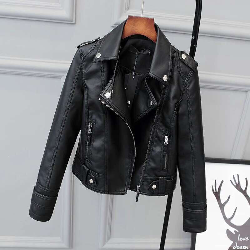 Женская короткая куртка из ПУ кожи, черная мотоциклетная куртка в готическом стиле, повседневная куртка в стиле панк, зимние пальто