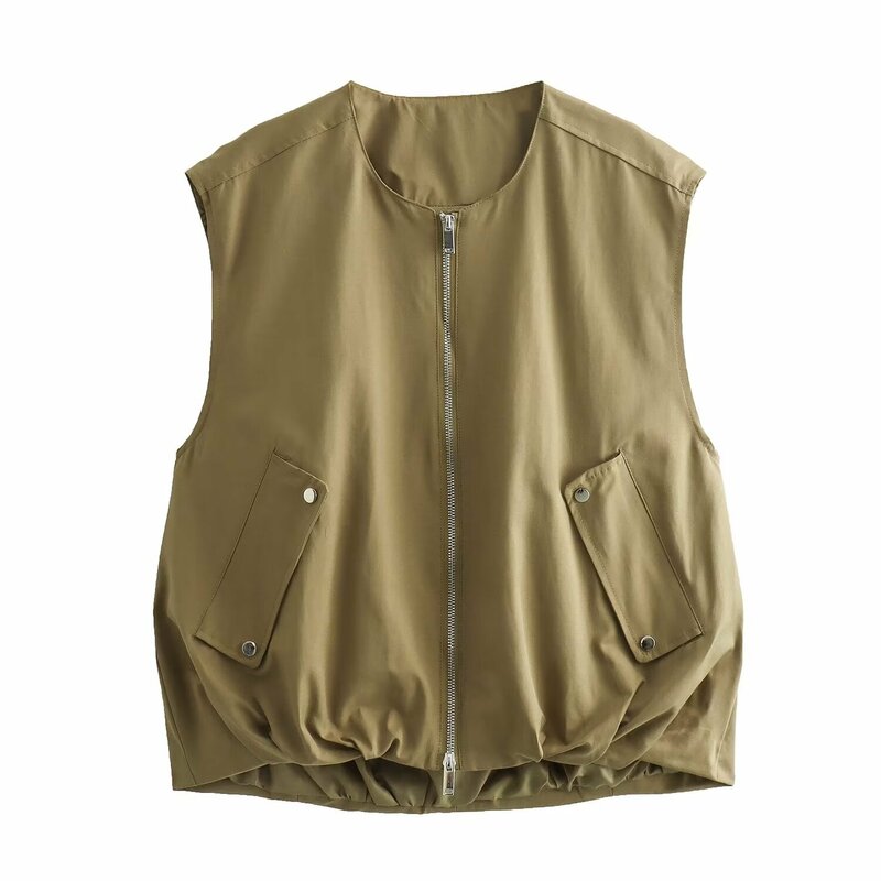 New casual and cool round necked vest jacket