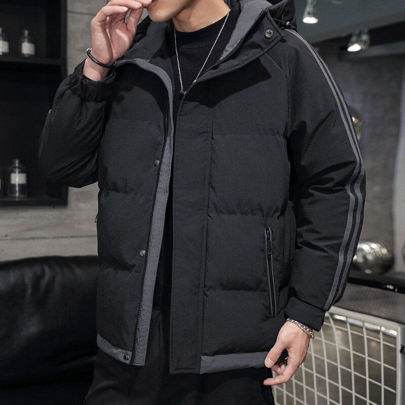 2024 Winter New Men's Cotton Shirt Korean Casual Hooded Thickened Down Cotton Jacket Trend Men's Cotton Jacket Men's Top