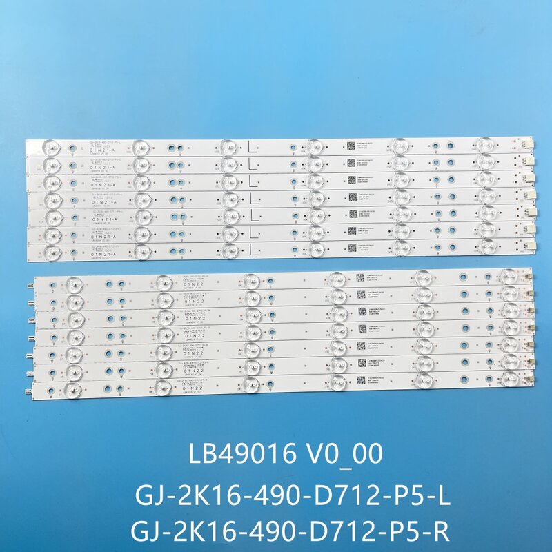 Strip LED untuk LB49016 V0_00 GJ-2K16-490-D712-P5-R GJ-2K16-490-D712-P5-L untuk KD-49X6000D 49PUS6561 49PUS6262 49PUS7272
