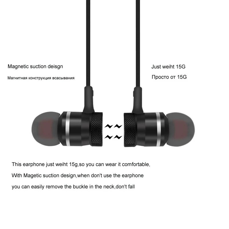 Wireless binaural stereo sports Bluetooth headset ear hanging running super long standby magnetic suction head neck hanging neck