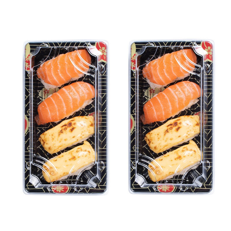 Plateau à sushi en plastique jetable, produit personnalisé, boîte à tricoter, emballage caAMG à emporter, restauration rapide, livraison à emporter, 15% de réduction