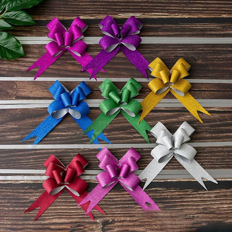 10 Pcs Gift Ribbons Flower Wrappers For Wedding Birthday Party Decor Glittering Pull Bow Knot Ribbon Strings for Gift Wrapping