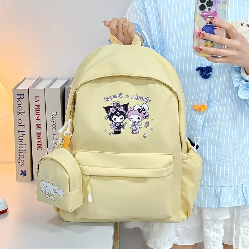 Sanrio-mochila escolar Clow M para estudiantes para hombres y mujeres, perro colgante de Jade, dibujos animados lindos, gran capacidad, mochila ligera con melodía, nuevo