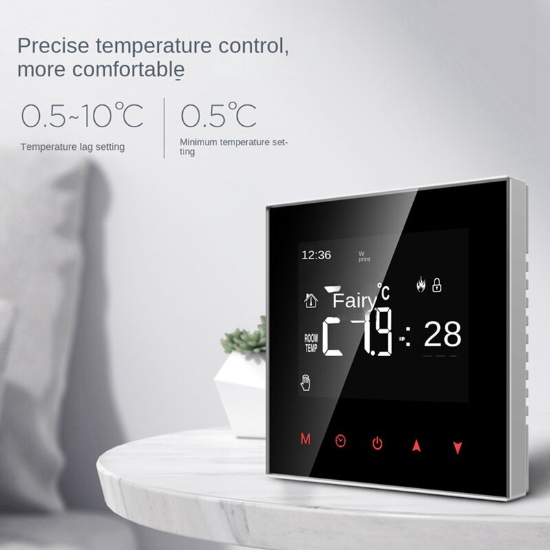 Termostat layar sentuh LCD cerdas Wifi, termostat NWT100-16A pemanas listrik dengan LCD