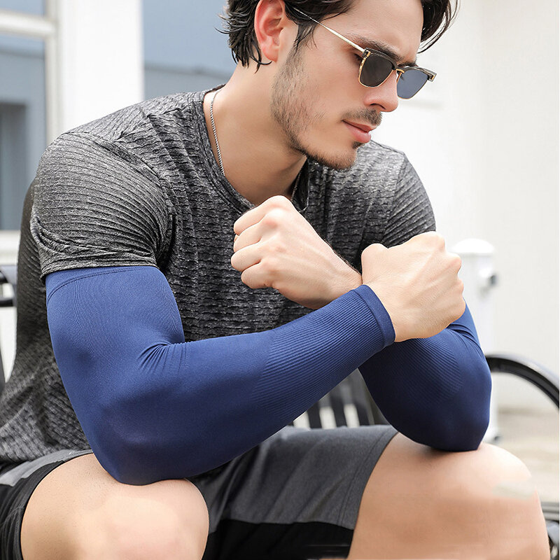 2Pcs XXL Cooling Arm Sleeves Cover Sports Running UV Sun Protection Outdoor Men Fishing Cycling Sleeve Fitness Arm Warmer X045