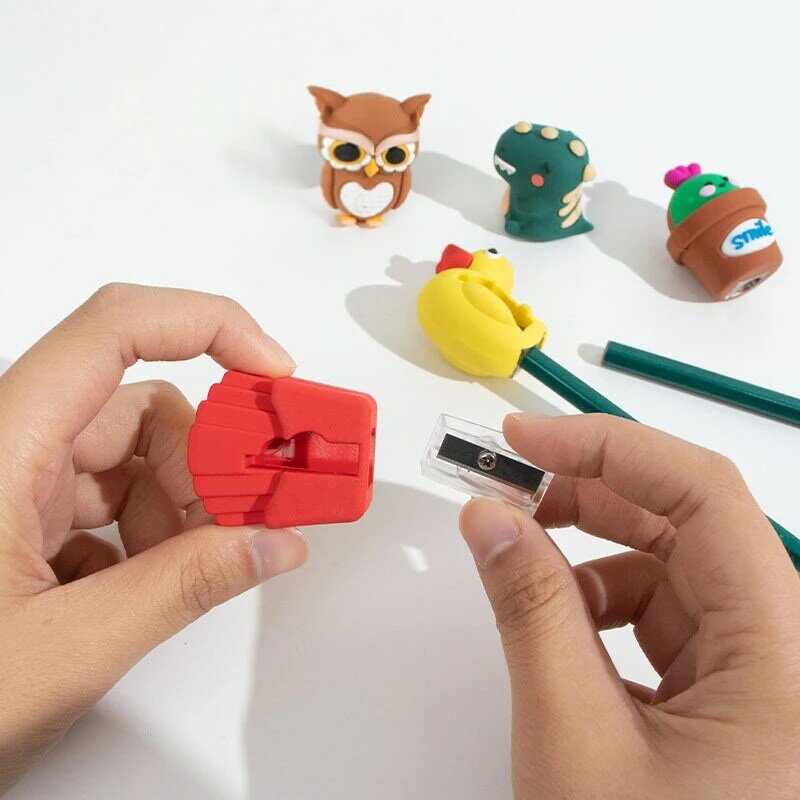 3D Animal Modeling Lápis, Apontador De Volta Para A Escola, Bonito Material De Escritório, Papelaria Kawaii Penknife