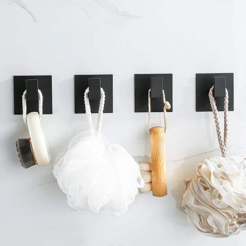 1-4 Stück stark klebende Wand haken Aufkleber hängen Garderobe Kleiderbügel Dusch mantel 3m Haken Küche Bad Handtuch haken schwarz