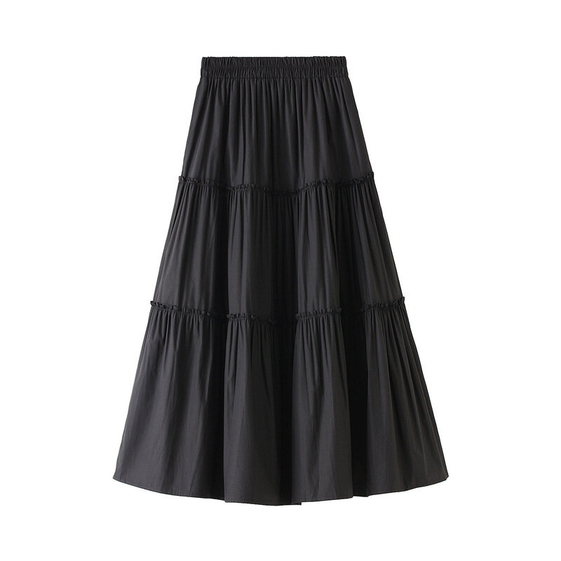 Женская длинная юбка А-силуэта, однотонная универсальная плиссированная юбка-макси в Корейском стиле, весна-лето 2022