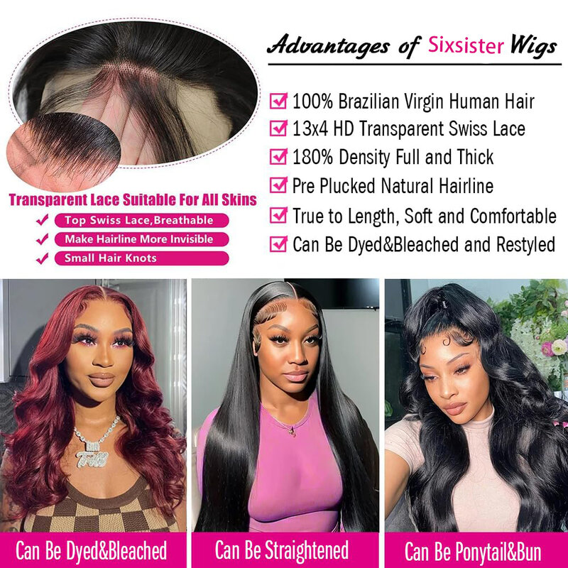 Body Wave Lace Front Wigs Human Hair Pre Plucked 13x4 HD Lace Frontal Wigs with Baby Hair Glueless for Women Natural Black Wigs
