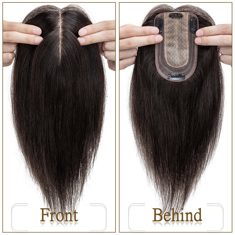 S-Noilite-باروكة شعر طبيعي للنساء ، قاعدة حريرية ، وصلات تمديد ، شعر بشري 100% ، طبقة علوية ، 7x13cm