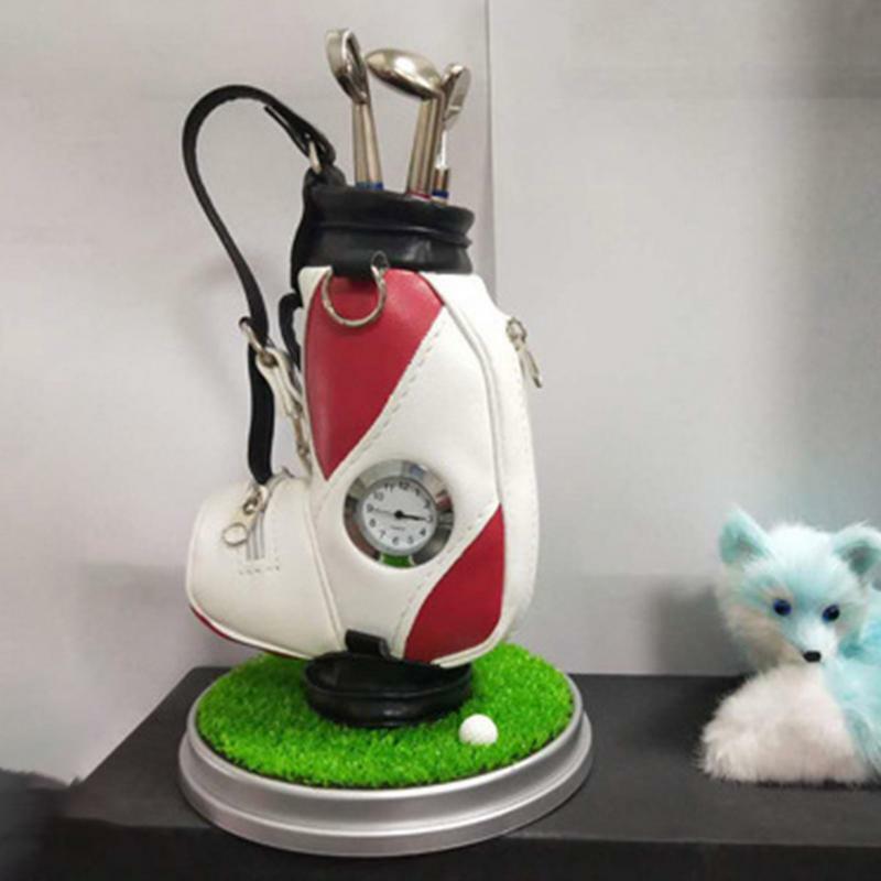 Stylos de golf avec support de sac de golf, cadeaux fantaisie, 3 pièces, stylo en aluminium, porte-crayon, souvenirs de golfeur, décor de bureau