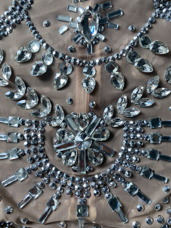 Damskie z perłami z Rhinestone aplikacje na body bez rękawów w nocnym klubie pokaz taneczny nosić imprezowe wieczorowe Drag kostium królowej Jingtian