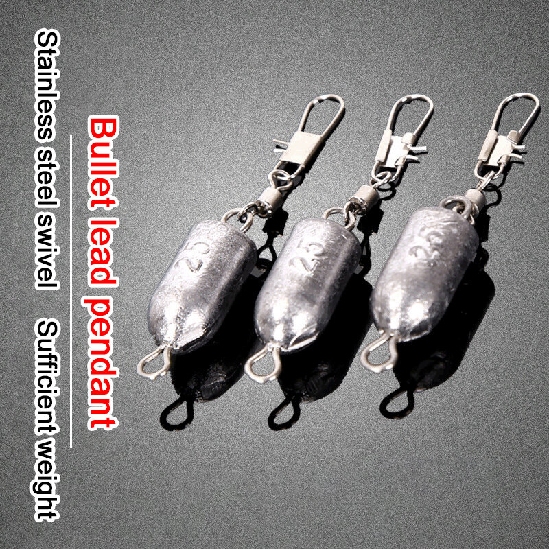 10g/15g/20g/25g/30g/40g/50g/60g/70g/80g/100g Bullet Shaped Double Ring Fishing Lead Sinker With Connector Outdoor Fishing