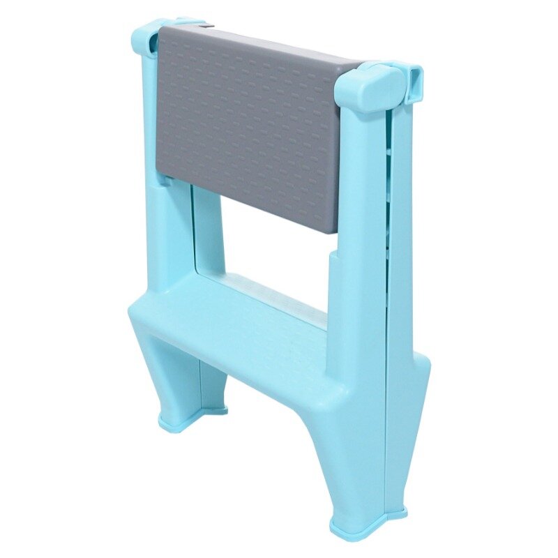 Elevate 2-Step Foldable Heavy-Duty Plastic Step Stool, Aqua and Gray Step Stool  Children Chair  Footstool