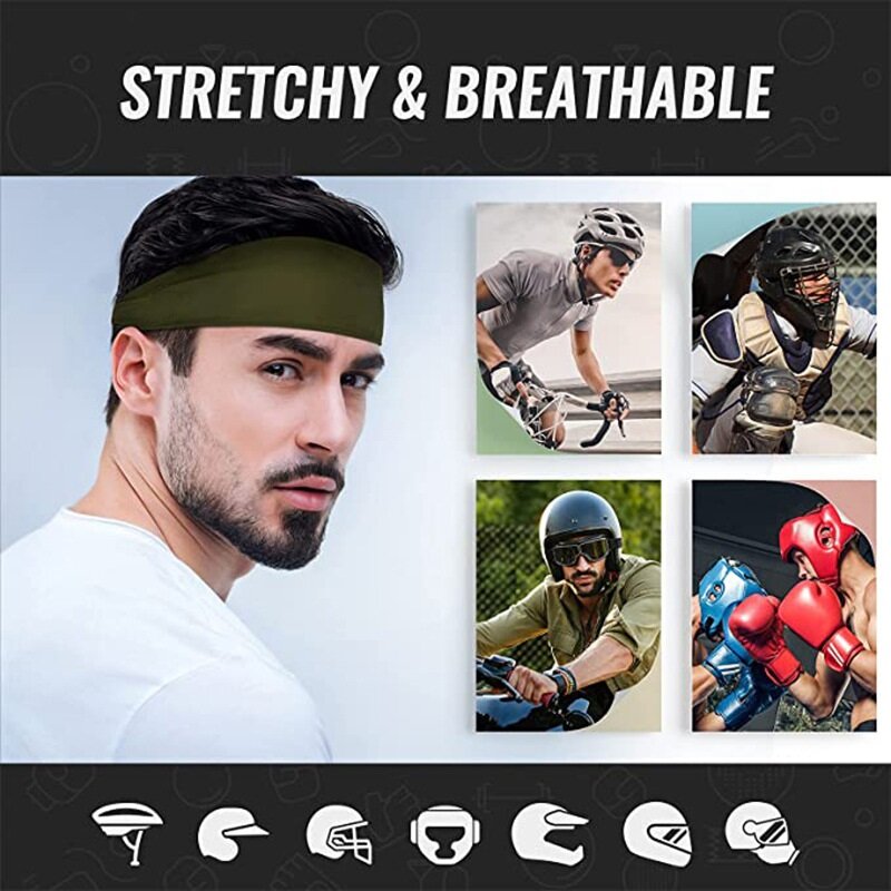 Sports Headband Running Fitness Sweatband Elastic Absorbent Sweat Cycling Jog Tennis Yoga Gym Head Band Hair Bandage Men Women