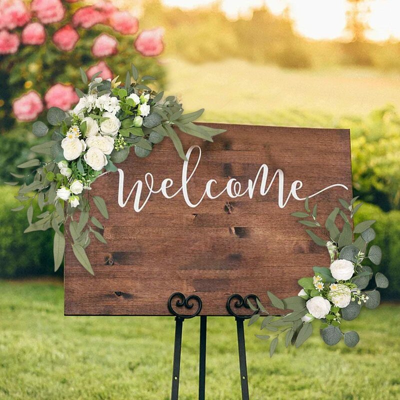 Casamento artificial arco flores kit, seda peônia flor ganhos, bem-vindo sinal floral para cerimônia e festa, guirlandas, 2 pcs