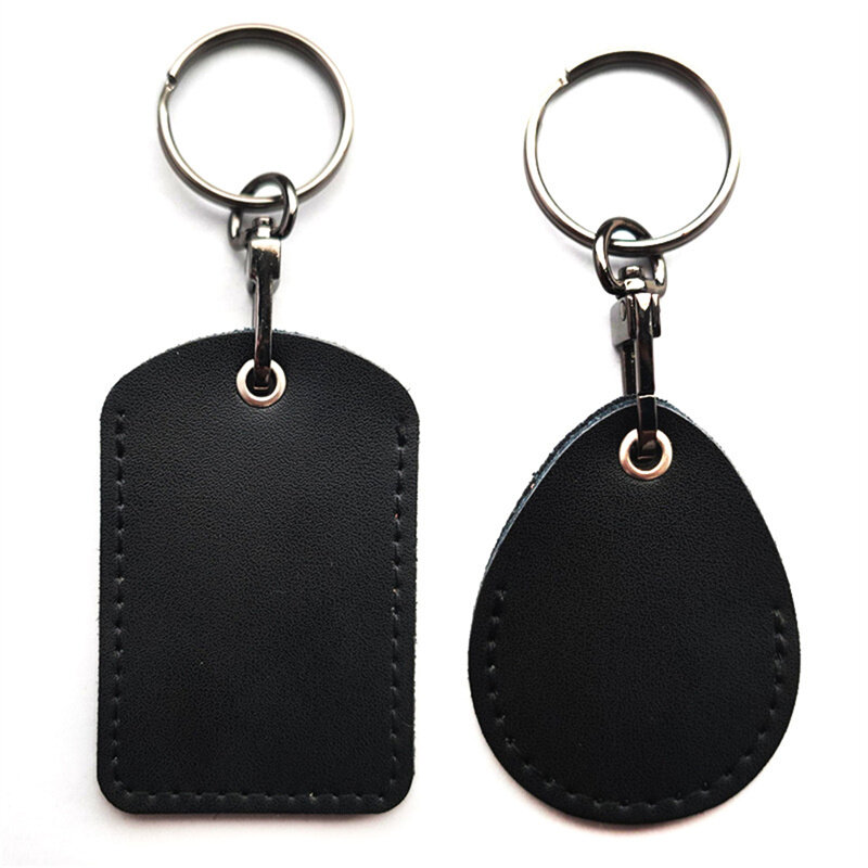 1PC PU Leather Waterproof Keychain Doorlock Key Ring Card Bag Induction Control RFID Tag ID Card Case Key Tag Protective Case