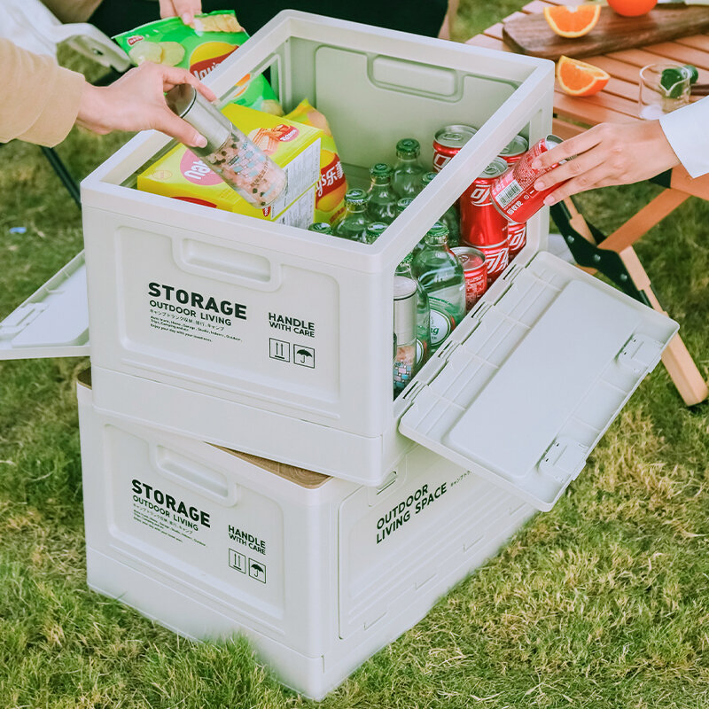 Caja de almacenamiento para acampar al aire libre, CAJA PLEGABLE portátil para Picnic con gran capacidad, organiza tu hogar y coche con esta caja plegable y húmeda