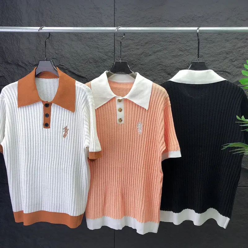 メンズ半袖ポロシャツ,刺knitted文字,3Dジャカードパターン,通気性,高品質,新しいコレクション2022