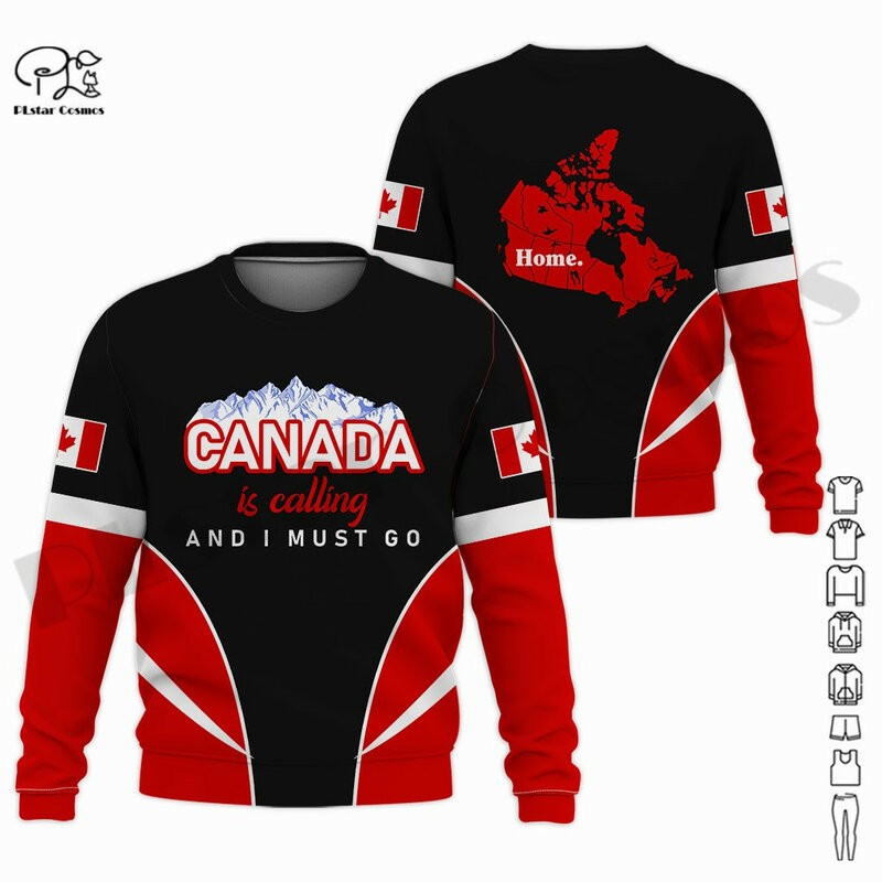 Plstarcosmos 3dprint mais novo orgulhoso canadá bandeira arte canadense engraçado harajuku causal único unissex hoodies/moletom/zip estilo-6