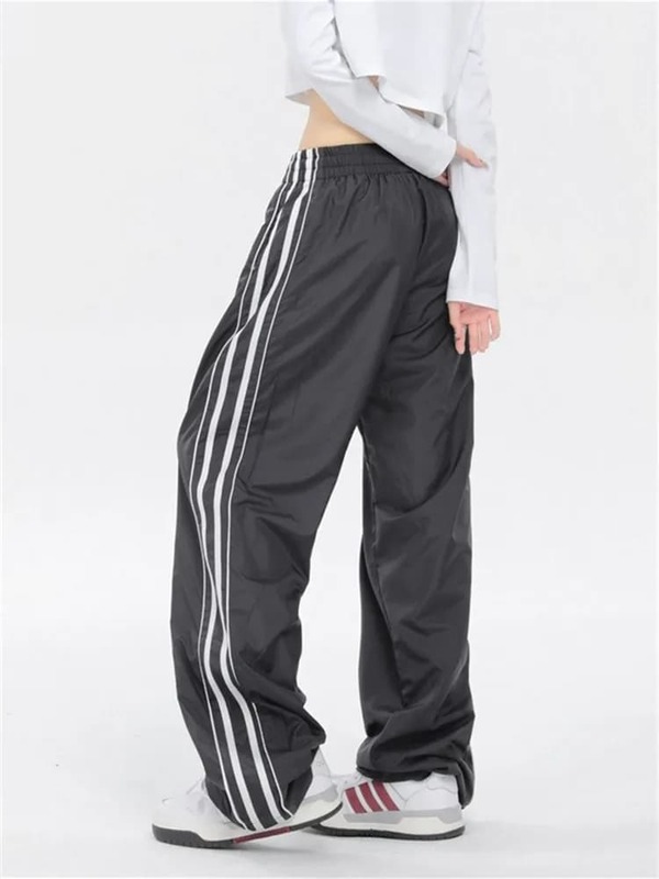 Spodnie do biegania mężczyźni Tech spodnie szerokie nogawki biegaczy kobiety Streetwear Techwear Cargo koreański Harajuku spodnie spadochronowe ubrania Y2K