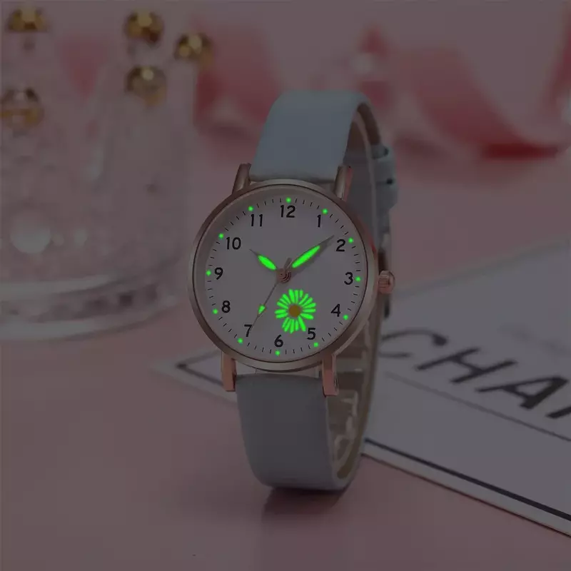 Relógio de quartzo de couro luminoso feminino, relógios femininos, relógio casual, na moda