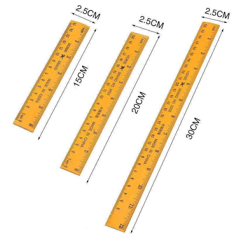 Желтая деревянная линейка, двусторонняя прямая Линейка, точный измерительный инструмент 15/20/30 см, школьные и офисные принадлежности