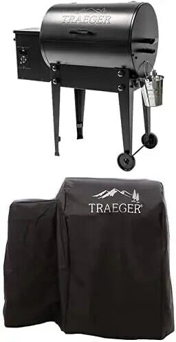 Grille Traeger Pellet TFB30KLF Tailgater 20 Grill, Black & BAC374 20 serii pełnej długości osłona grilla