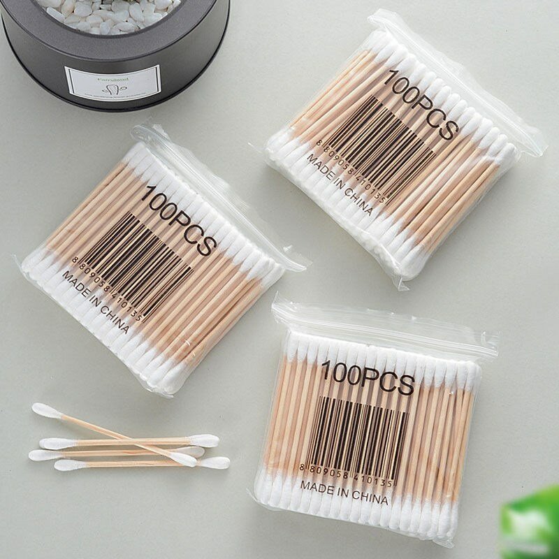 500/1000pcs Cotton Swabs Eyelash Extension Glues Removing Noses Ears Cleaning Tools Disposable Make Up Double Head Micro Brushes