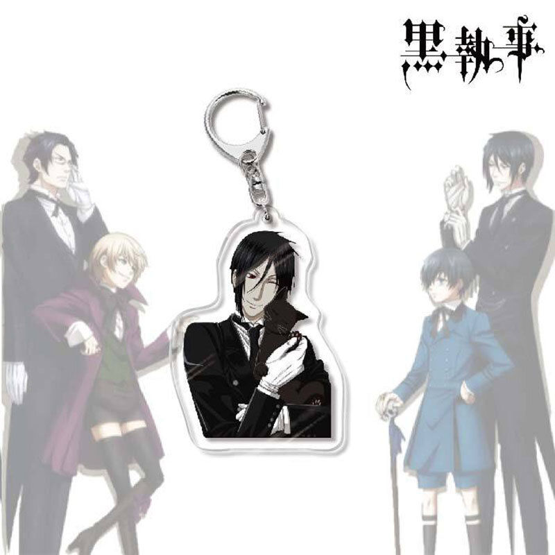 Anime Black Butler Keychain Cartoon Characters Sebastian Ciel Acrylic Pendent Keyring Jewelry