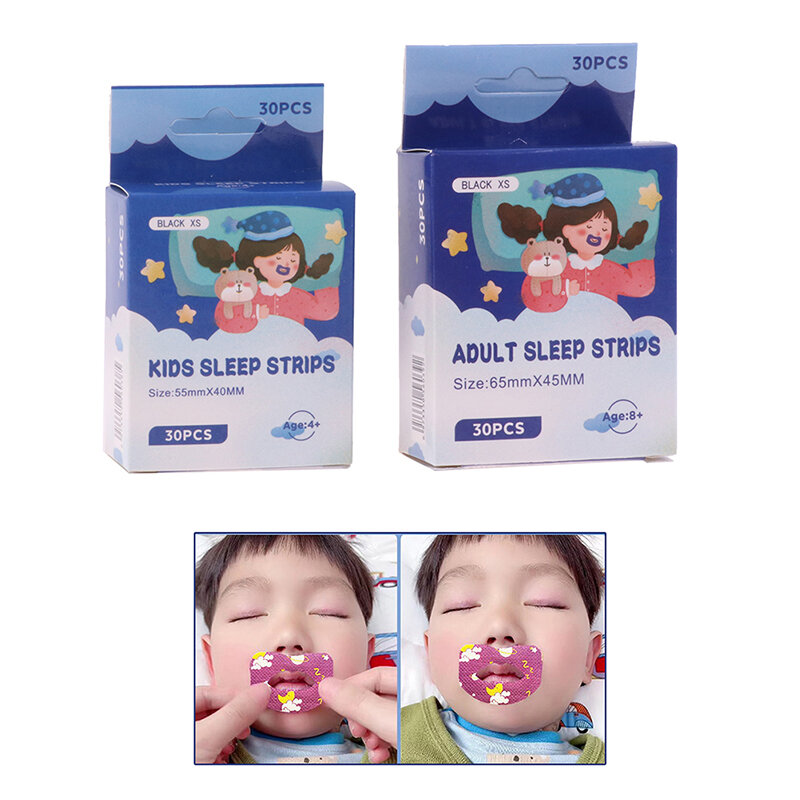 Parche de corrección de labios y nariz para niños y adultos, cinta de ortesis bucal para dormir por la noche, pegatinas antirronquidos, 10/30 Uds.