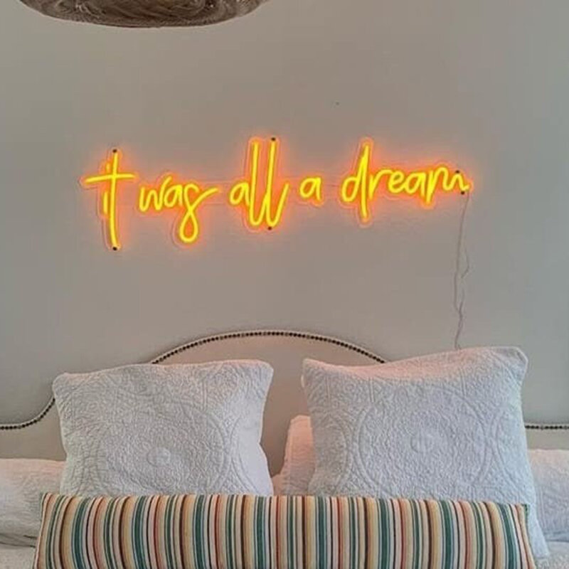 Pink Neon Led Light It Was All A Dream Neon Signs DIY Name Design LED Lights Sign For Bar Party Bedroom Game Wall Decoration