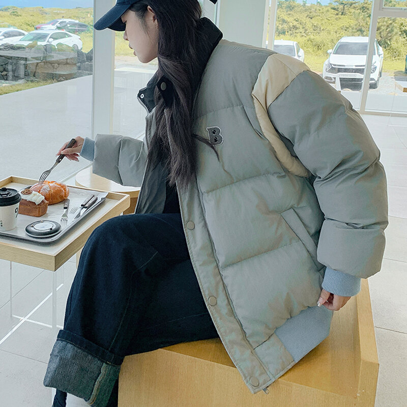 Gidyq inverno donna parka moda coreano Streetwear sciolto spesso caldo piumino Casual femminile Patchwork tutto abbinato piumino
