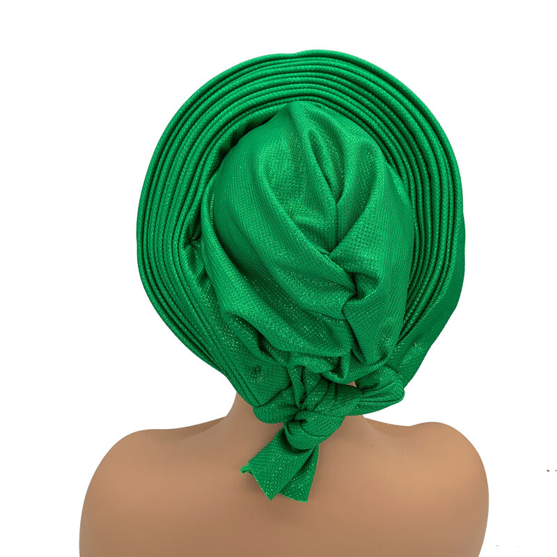 Elegan ikat kepala Afrika Turban sudah dibuat Auto Gele wanita kepala membungkus kepala Nigeria pesta pernikahan tutup kepala